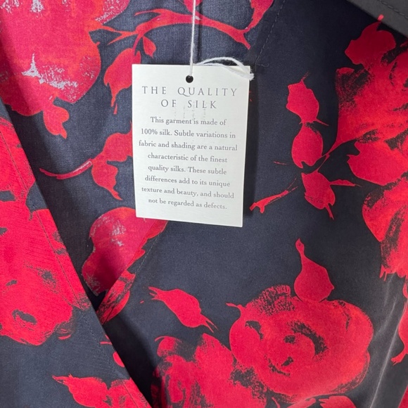 Moda International NWT Floral 100% Silk Wrap Dress Size 10 Black & Red Witchy - Picture 8 of 16